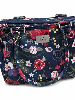 Ju-Ju-Be Navy Floral Tote with Multicolor Blooms